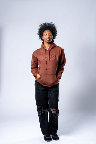 iMALiVE Classic Embossed Hoodie UNISEX (Brown)