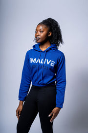 iMALiVE Crop Women's Sports Hoodie Blue | Sports Wear