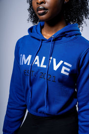 iMALiVE Crop Women's Sports Hoodie Blue | Sports Wear