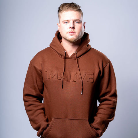 iMALiVE Classic Embossed Hoodie UNISEX (Brown)